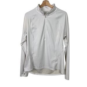Athleta Women's Size Large‎ Run Free Half Zip Long Sleeve Pullover White